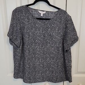 LC Lauren Conrad Black and White Floral Blouse